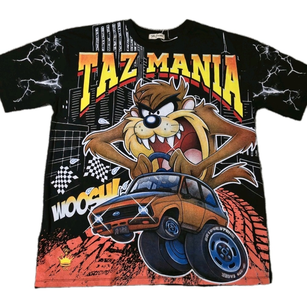 Taz Mania Monster Truck Front AOP Crown Tag Size XL Black Racing All Over Print